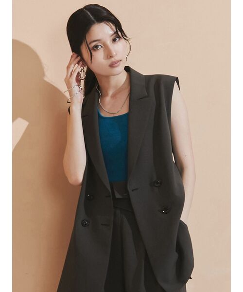 MURUA（ムルーア）の「スクエアミニマルタンク（ニット/セーター・レディース・ブルー/ブラック/オレンジ/グリーン/ホワイト・FREE）」の22枚目の写真