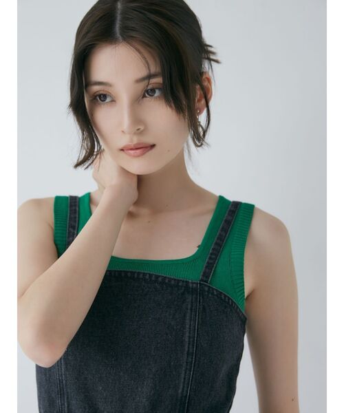 MURUA（ムルーア）の「スクエアミニマルタンク（ニット/セーター・レディース・ブルー/ブラック/オレンジ/グリーン/ホワイト・FREE）」の18枚目の写真