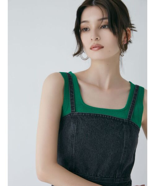 MURUA（ムルーア）の「スクエアミニマルタンク（ニット/セーター・レディース・ブルー/ブラック/オレンジ/グリーン/ホワイト・FREE）」の17枚目の写真