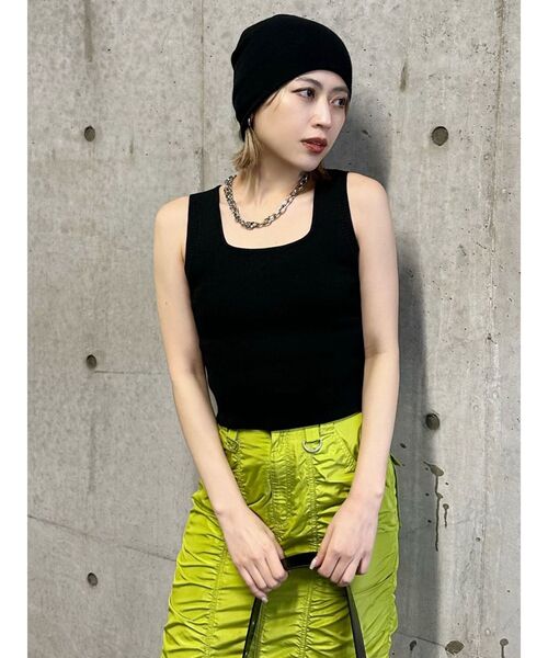 MURUA（ムルーア）の「スクエアミニマルタンク（ニット/セーター・レディース・ブルー/ブラック/オレンジ/グリーン/ホワイト・FREE）」の12枚目の写真