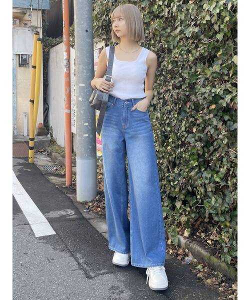 MURUA（ムルーア）の「スクエアミニマルタンク（ニット/セーター・レディース・ブルー/ブラック/オレンジ/グリーン/ホワイト・FREE）」の7枚目の写真