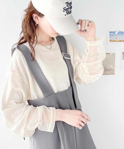 classicalelf(クラシカルエルフ)の「今っぽいスタイリングに導く。スリーブ切替シアートップス(Tシャツ/カットソー・レディース・チャコール/アイボリー/ブラック・MEDIUM/SMALL/X-LARGE/LARGE)」の14枚目の写真