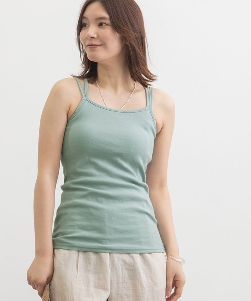 POU DOU DOU（プードゥドゥ）の「カップ付きダブルストラップキャミソール（キャミソール・レディース・ブラック/ライトブルー/アイボリー/ブラウン・3）」の4枚目の写真