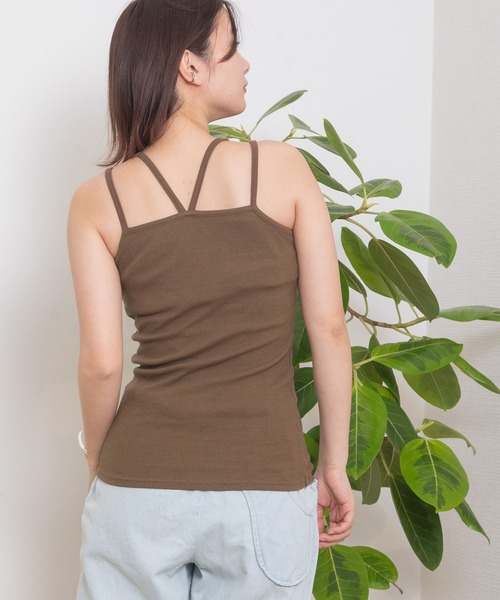 POU DOU DOU（プードゥドゥ）の「カップ付きダブルストラップキャミソール（キャミソール・レディース・ブラック/ライトブルー/アイボリー/ブラウン・3）」の18枚目の写真