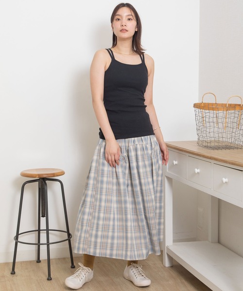 POU DOU DOU（プードゥドゥ）の「カップ付きダブルストラップキャミソール（キャミソール・レディース・ブラック/ライトブルー/アイボリー/ブラウン・3）」の21枚目の写真