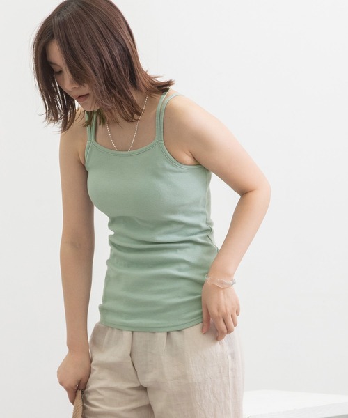 POU DOU DOU（プードゥドゥ）の「カップ付きダブルストラップキャミソール（キャミソール・レディース・ブラック/ライトブルー/アイボリー/ブラウン・3）」の16枚目の写真