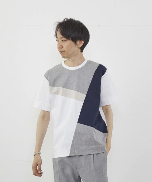 MEN'S MELROSE(メンズメルローズ)の「マーセライズドスムーステクニカルクルーネックTシャツ(Tシャツ/カットソー・メンズ・ホワイト/ベージュ・3/4/2)」の2枚目の写真