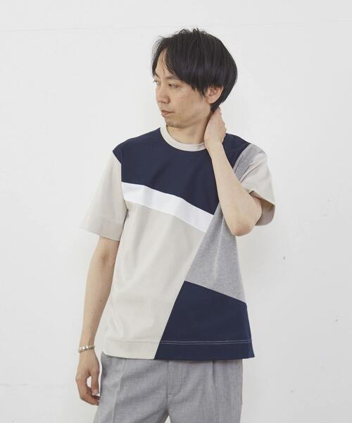 MEN'S MELROSE(メンズメルローズ)の「マーセライズドスムーステクニカルクルーネックTシャツ(Tシャツ/カットソー・メンズ・ホワイト/ベージュ・3/4/2)」の3枚目の写真