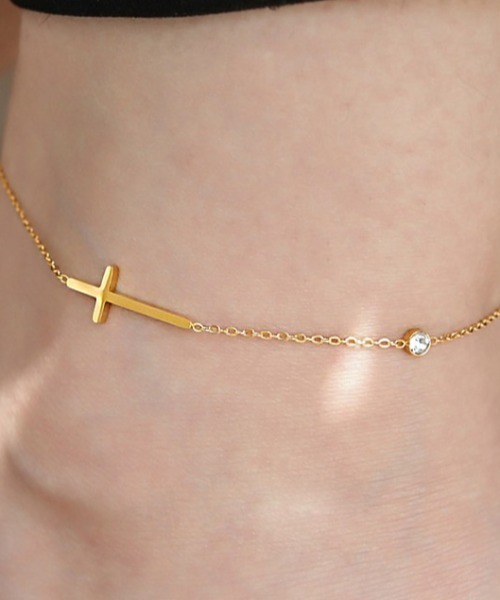 Coo+i（クーイ）の「十字架ステンレスチェーンアンクレット（アンクレット・レディース・ゴールド・FREE）」の5枚目の写真