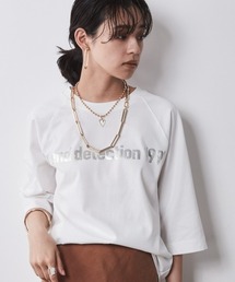CHIC STYLE | 大きいサイズ 5分袖ラグランスリーブ箔ロゴプリントＴシャツ シックスタイル(Tシャツ/カットソー)