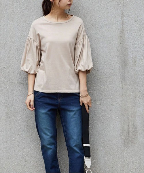 and it_(アンドイット)の「バル-ン5分袖カットソー(Tシャツ/カットソー・レディース・ブラック/カーキ/オフホワイト/モカ/ベージュ・M-L)」の10枚目の写真