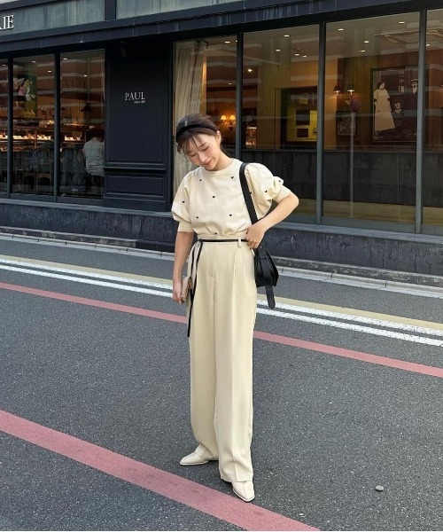 I_am（アイアム）の「heartful puff sleeve summer knit / ハートフルパフスリーブサマーニット（Tシャツ/カットソー・レディース・ブラック/アイボリー・FREE）」の7枚目の写真