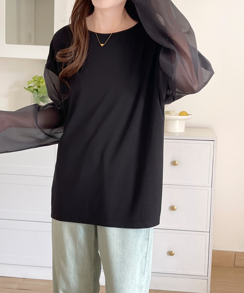 BANNER SELECT(バナーセレクト)の「袖シアードッキングカットソー(Tシャツ/カットソー・レディース・ブルーグレー/ブラック/ベージュ・S/L/M)」の18枚目の写真