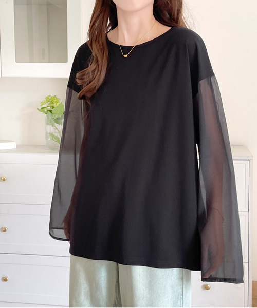 BANNER SELECT(バナーセレクト)の「袖シアードッキングカットソー(Tシャツ/カットソー・レディース・ブルーグレー/ブラック/ベージュ・S/L/M)」の19枚目の写真