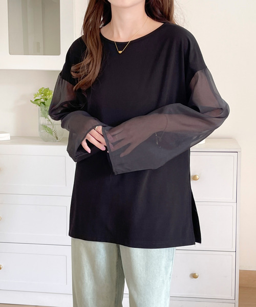 BANNER SELECT(バナーセレクト)の「袖シアードッキングカットソー(Tシャツ/カットソー・レディース・ブルーグレー/ブラック/ベージュ・S/L/M)」の20枚目の写真