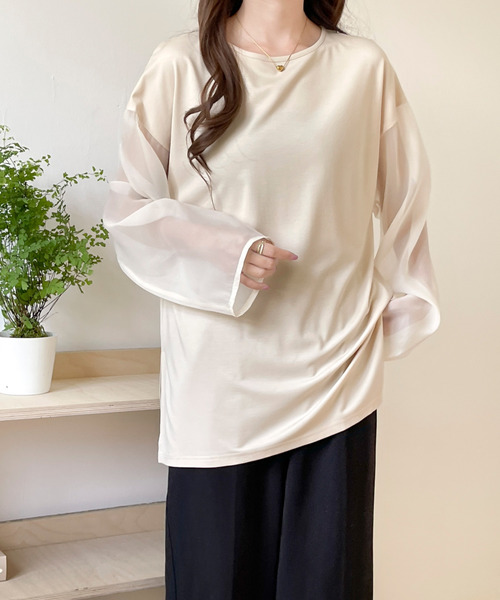 BANNER SELECT(バナーセレクト)の「袖シアードッキングカットソー(Tシャツ/カットソー・レディース・ブルーグレー/ブラック/ベージュ・S/L/M)」の11枚目の写真