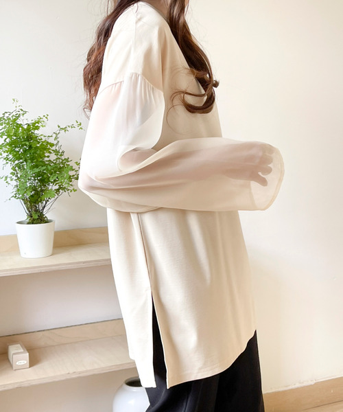 BANNER SELECT(バナーセレクト)の「袖シアードッキングカットソー(Tシャツ/カットソー・レディース・ブルーグレー/ブラック/ベージュ・S/L/M)」の13枚目の写真