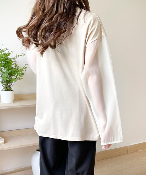 BANNER SELECT(バナーセレクト)の「袖シアードッキングカットソー(Tシャツ/カットソー・レディース・ブルーグレー/ブラック/ベージュ・S/L/M)」の14枚目の写真