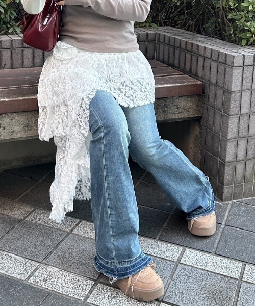 .KOM(ドットコム)の「A'GEM/9 × .kom 『.KOM/ドットケーオーエム』 アンバランスレース スカート(スカート・レディース・ホワイト・S/M)」の8枚目の写真