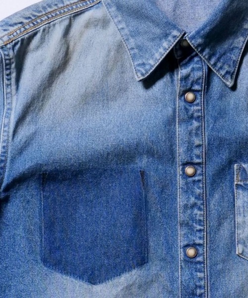 TMT(ティーエムティー)の「10oz DENIM SHIRTS(GRUNGE)(シャツ/ブラウス・メンズ・ライトインディゴブルー・X-LARGE/LARGE/MEDIUM/SMALL)」の5枚目の写真