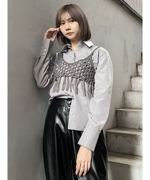 MURUA（ムルーア）の「ブラディテールシャツ（シャツ/ブラウス・レディース・グレー/ホワイト・FREE）」の6枚目の写真