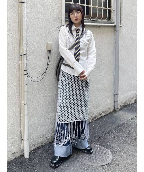 MURUA（ムルーア）の「ブラディテールシャツ（シャツ/ブラウス・レディース・グレー/ホワイト・FREE）」の11枚目の写真