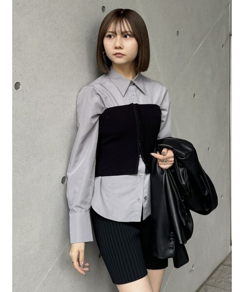 MURUA（ムルーア）の「ブラディテールシャツ（シャツ/ブラウス・レディース・グレー/ホワイト・FREE）」の13枚目の写真