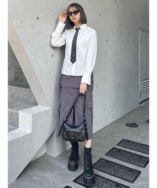 MURUA（ムルーア）の「ブラディテールシャツ（シャツ/ブラウス・レディース・グレー/ホワイト・FREE）」の18枚目の写真