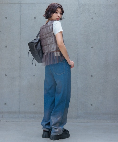 PAGEBOY(ページボーイ)の「チュールギャザーベスト(ベスト・レディース・オフホワイト/ブラック/モカ・FREE)」の19枚目の写真