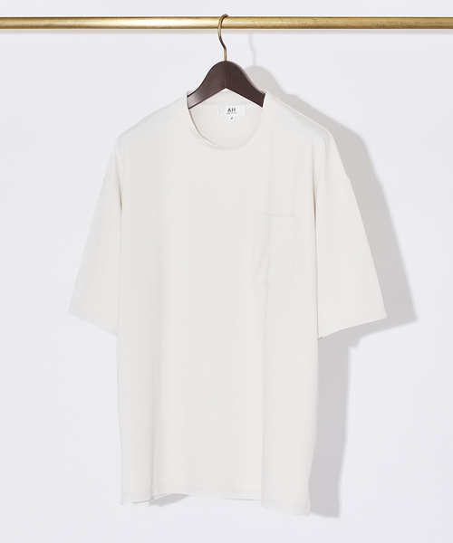 AH ABAHOUSE（エーエイチアバハウス）の「ストライプ ジャガード 半袖 Tシャツ（Tシャツ/カットソー・メンズ・ホワイト/ブラック/ラベンダー/グレー・48/46）」の2枚目の写真