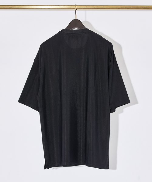 AH ABAHOUSE（エーエイチアバハウス）の「ストライプ ジャガード 半袖 Tシャツ（Tシャツ/カットソー・メンズ・ホワイト/ブラック/ラベンダー/グレー・48/46）」の6枚目の写真