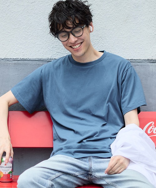coca（coca）（コカ）の「テールカットTシャツ シワになりにくい イージーケア（Tシャツ/カットソー・メンズ・グレイッシュベージュ/チャコール/ブルー/ブラウン/ブラック/ホワイト/ネイビー/ライトグレー・M/L/XL）」の8枚目の写真