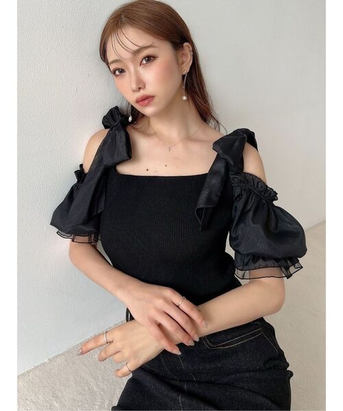 RESEXXY（リゼクシー）の「ボリュームリボンニットトップス（ニット/セーター・レディース・その他1/ピンク/ブラック・FREE）」の21枚目の写真