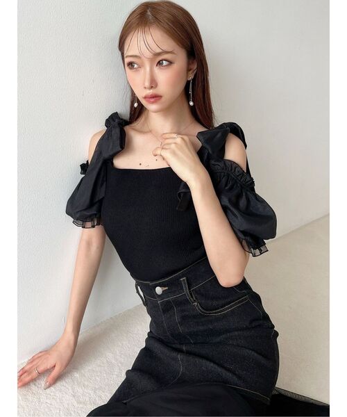 RESEXXY（リゼクシー）の「ボリュームリボンニットトップス（ニット/セーター・レディース・その他1/ピンク/ブラック・FREE）」の20枚目の写真