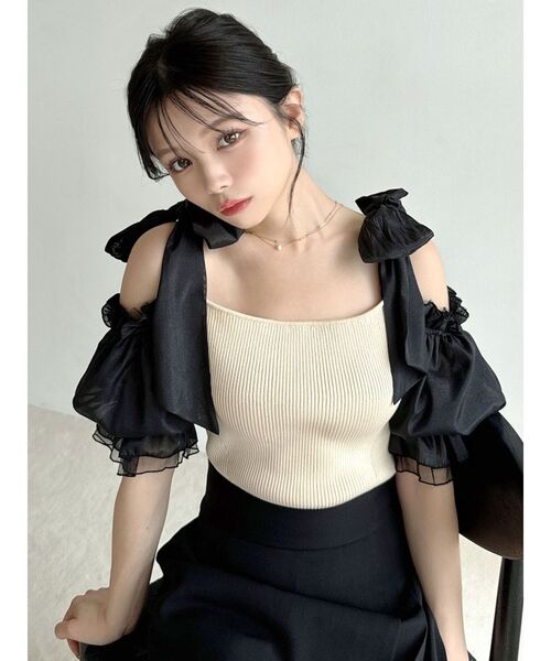 RESEXXY（リゼクシー）の「ボリュームリボンニットトップス（ニット/セーター・レディース・その他1/ピンク/ブラック・FREE）」の15枚目の写真