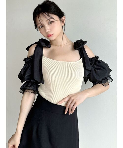 RESEXXY（リゼクシー）の「ボリュームリボンニットトップス（ニット/セーター・レディース・その他1/ピンク/ブラック・FREE）」の13枚目の写真