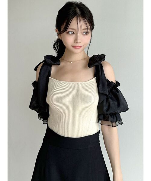 RESEXXY（リゼクシー）の「ボリュームリボンニットトップス（ニット/セーター・レディース・その他1/ピンク/ブラック・FREE）」の12枚目の写真