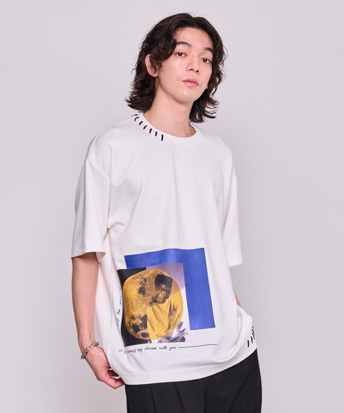 JUNRED（ジュンレッド）の「ハンドステッチグラフィックTシャツ（Tシャツ/カットソー・メンズ・ホワイト/ブラック・L/M/S）」の16枚目の写真