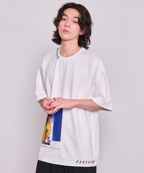 JUNRED（ジュンレッド）の「ハンドステッチグラフィックTシャツ（Tシャツ/カットソー・メンズ・ホワイト/ブラック・L/M/S）」の8枚目の写真