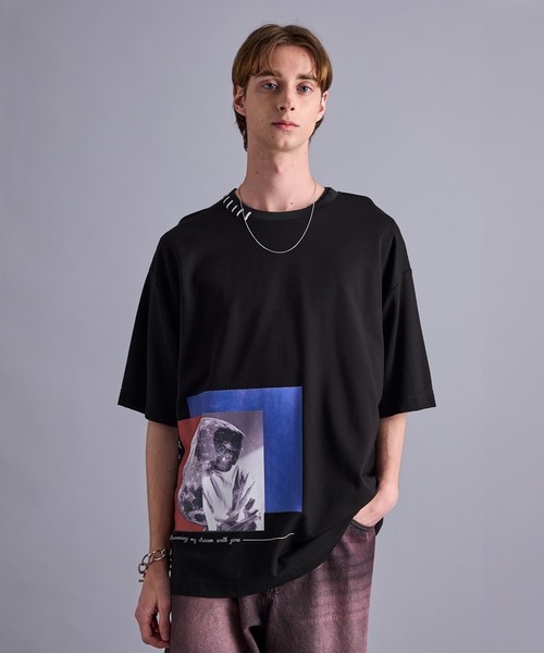 JUNRED（ジュンレッド）の「ハンドステッチグラフィックTシャツ（Tシャツ/カットソー・メンズ・ホワイト/ブラック・L/M/S）」の3枚目の写真