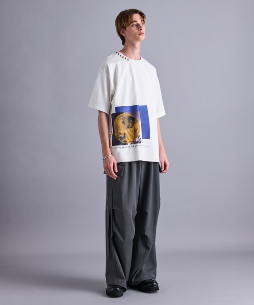 JUNRED（ジュンレッド）の「ハンドステッチグラフィックTシャツ（Tシャツ/カットソー・メンズ・ホワイト/ブラック・L/M/S）」の9枚目の写真