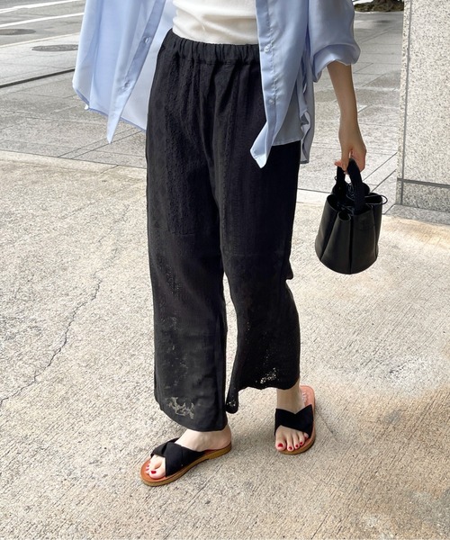 StyleSea（スタイルシー）の「コットンレースパッチワークパンツ（その他パンツ・レディース・ブラック/アイボリー・FREE）」の2枚目の写真