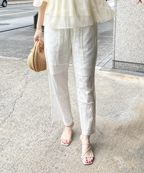 StyleSea（スタイルシー）の「コットンレースパッチワークパンツ（その他パンツ・レディース・ブラック/アイボリー・FREE）」の3枚目の写真