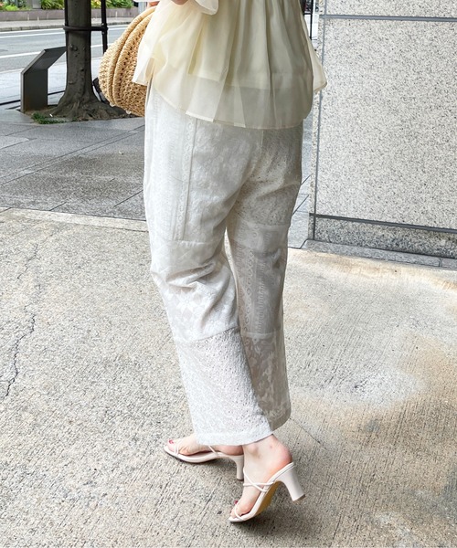 StyleSea（スタイルシー）の「コットンレースパッチワークパンツ（その他パンツ・レディース・ブラック/アイボリー・FREE）」の5枚目の写真