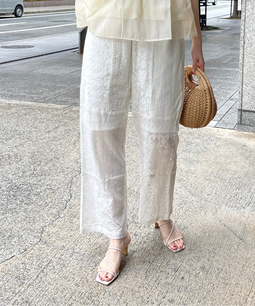 StyleSea（スタイルシー）の「コットンレースパッチワークパンツ（その他パンツ・レディース・ブラック/アイボリー・FREE）」の7枚目の写真