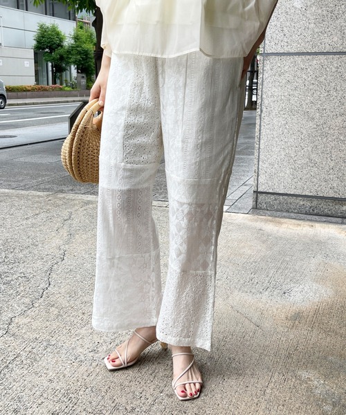 StyleSea（スタイルシー）の「コットンレースパッチワークパンツ（その他パンツ・レディース・ブラック/アイボリー・FREE）」の8枚目の写真