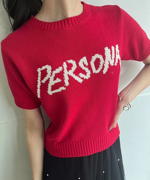 Jewelobe（ジュエローブ）の「PERSONAロゴショートニット（ニット/セーター・レディース・アイボリー/レッド/ネイビー・FREE）」の3枚目の写真