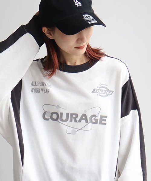 Dickies(ディッキーズ)の「【GENUINE DICKIES/ジェニュインディッキーズ】配色 スポーティー ロゴプリント スウェット トレーナー(スウェット・レディース・ブラック/ネイビー/オフホワイト・L/M)」の20枚目の写真