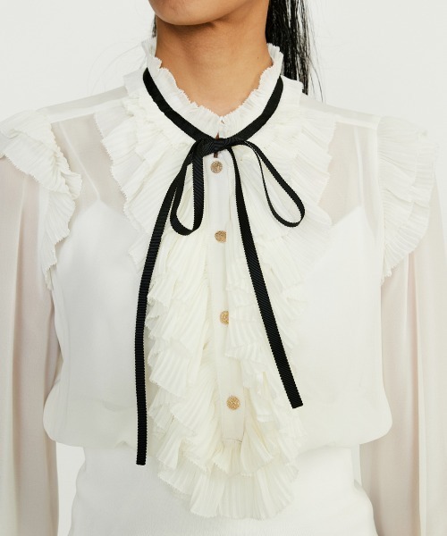 2025SS ソブ ギャザーフリルデザインブラウス Sov. ギャザーフリルデザインブラウス