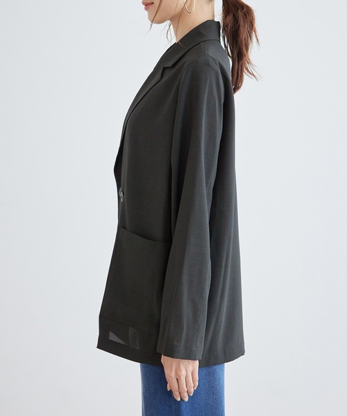 ROPE' PICNIC（ロペピクニック）の「セットアップ対応/麻調シアーダブルテーラードジャケット/冷感・UVカット（テーラードジャケット・レディース・チャコールグレー/ブルー系その他4/ベージュ/ダークブラウン・38）」の20枚目の写真